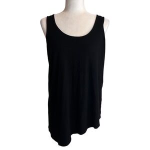 Eileen Fisher Womens Black Viscose Lycra Asymmetrical Scoop Neck Tank Top Size M